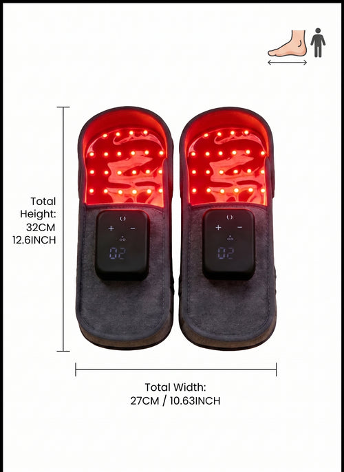 LumaSole Red Light Therapy Slippers dimensions — 32cm height, 27cm width